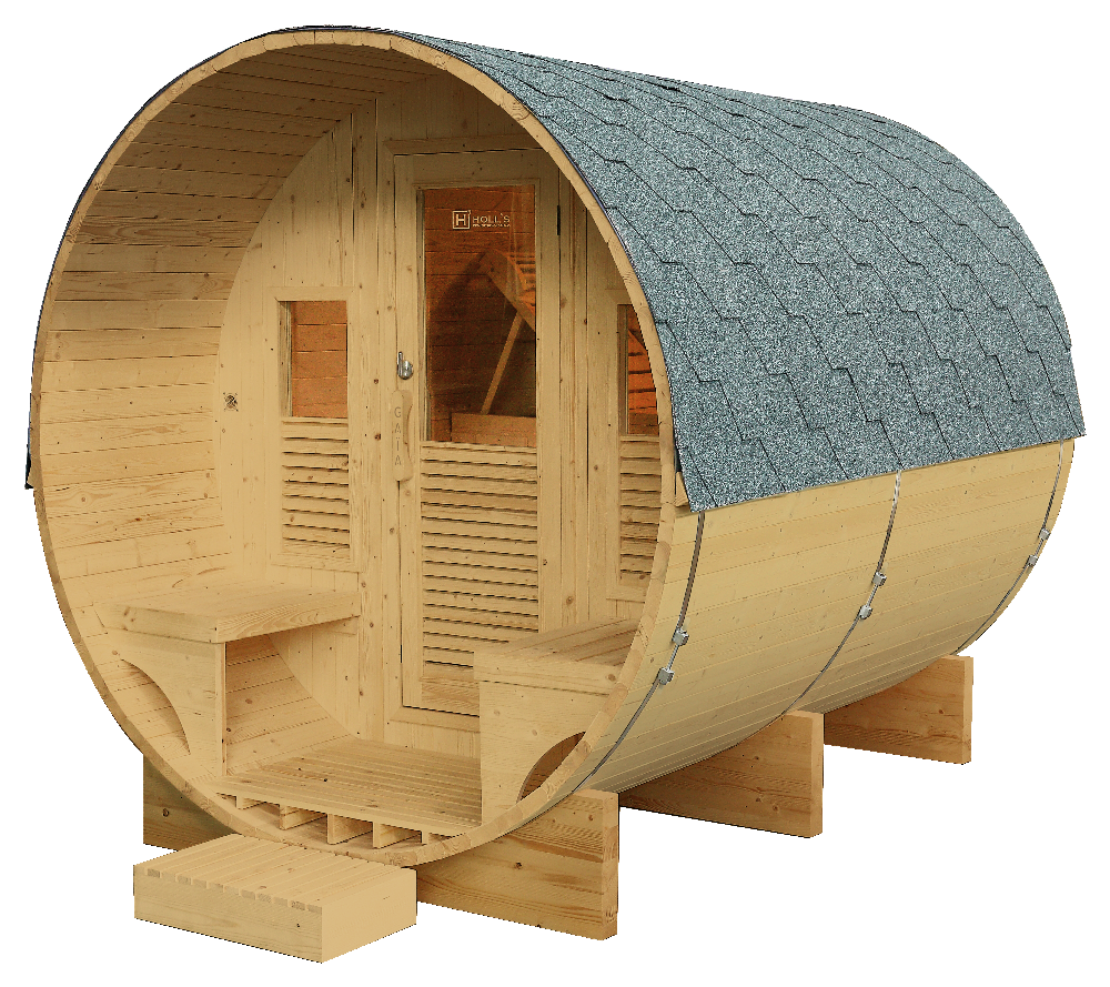 Sauna Gaia Luna – Stor udendørs sauna i massiv gran (6 personer)