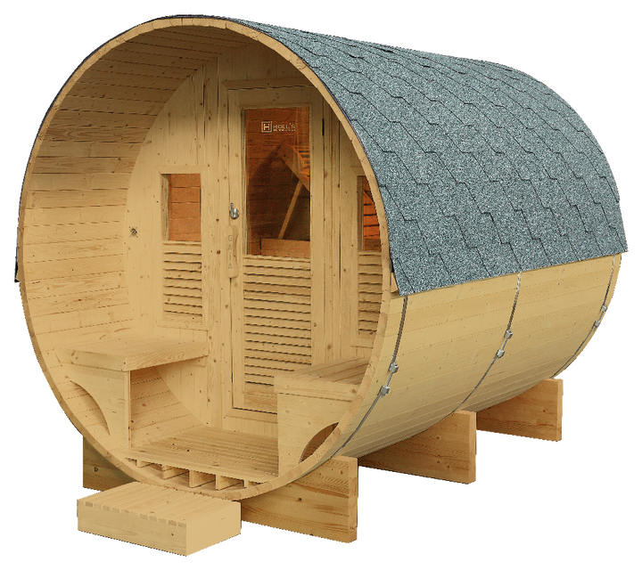 Sauna Gaïa Luna – Stor Utomhusbastu i Massiv Gran (6 personer)