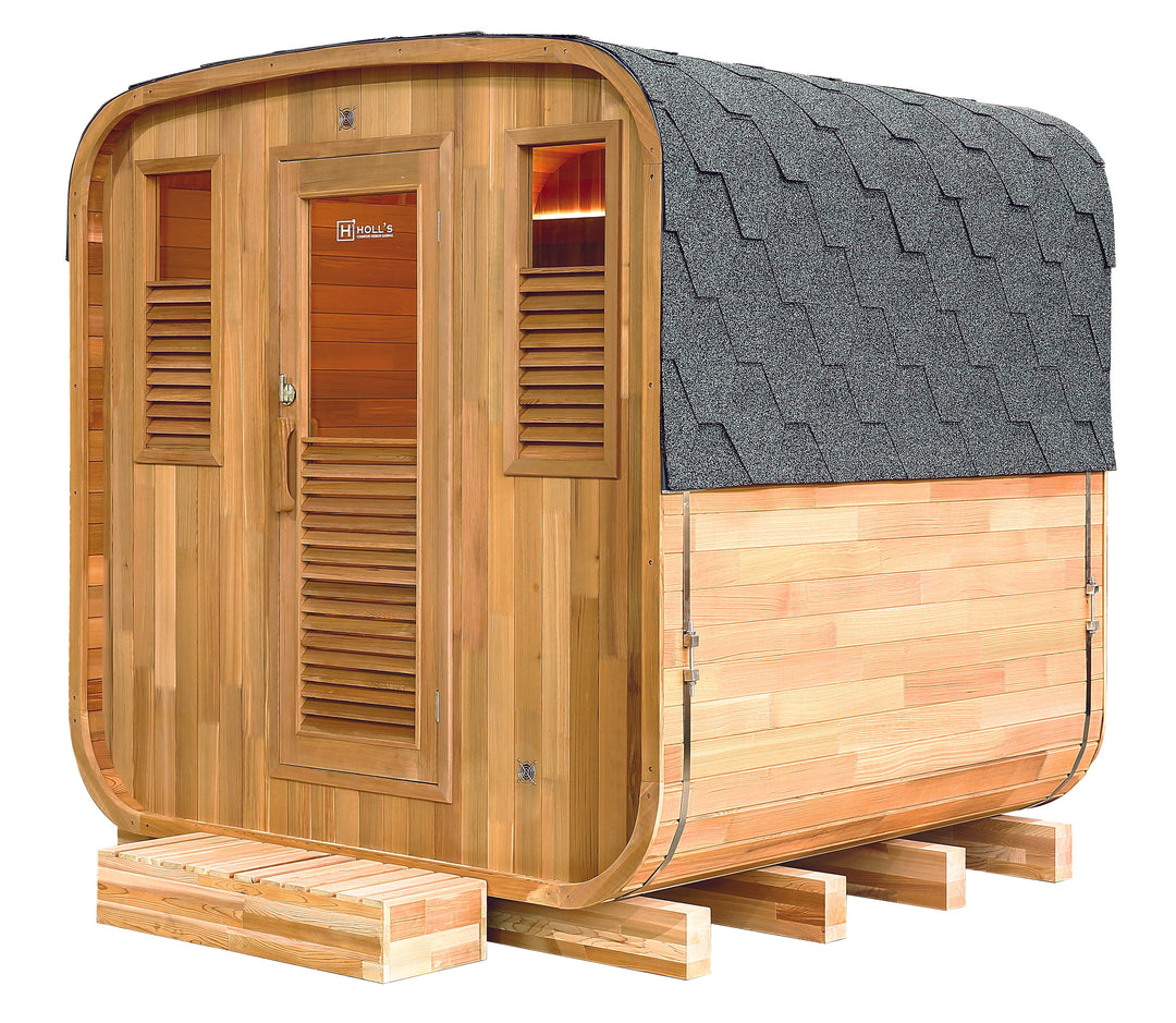 Holl’s Gaïa Nova 6-Person Outdoor Sauna – Canadian Spruce with LED Chromotherapy