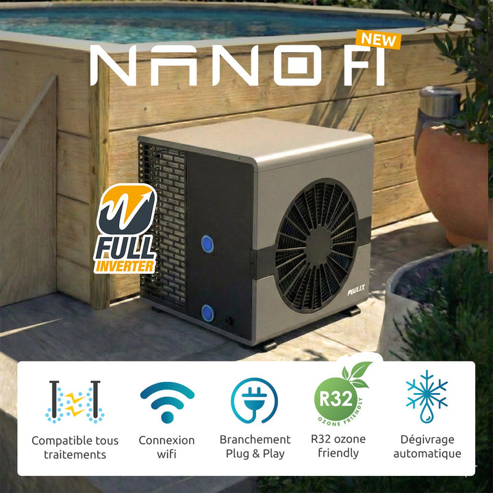 Poolex Nano FI 2025 Full Inverter Poolvärmepump WiFi – 3 kW / 5 kW för pooler upp till 30 m³