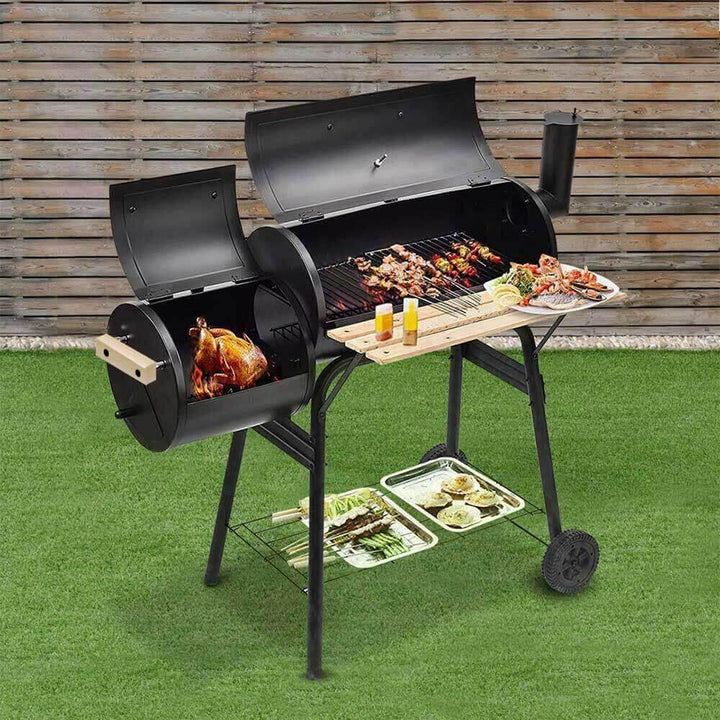 2-i-1 kolgrill och smoker – BBQ för trädgård &amp; terrass