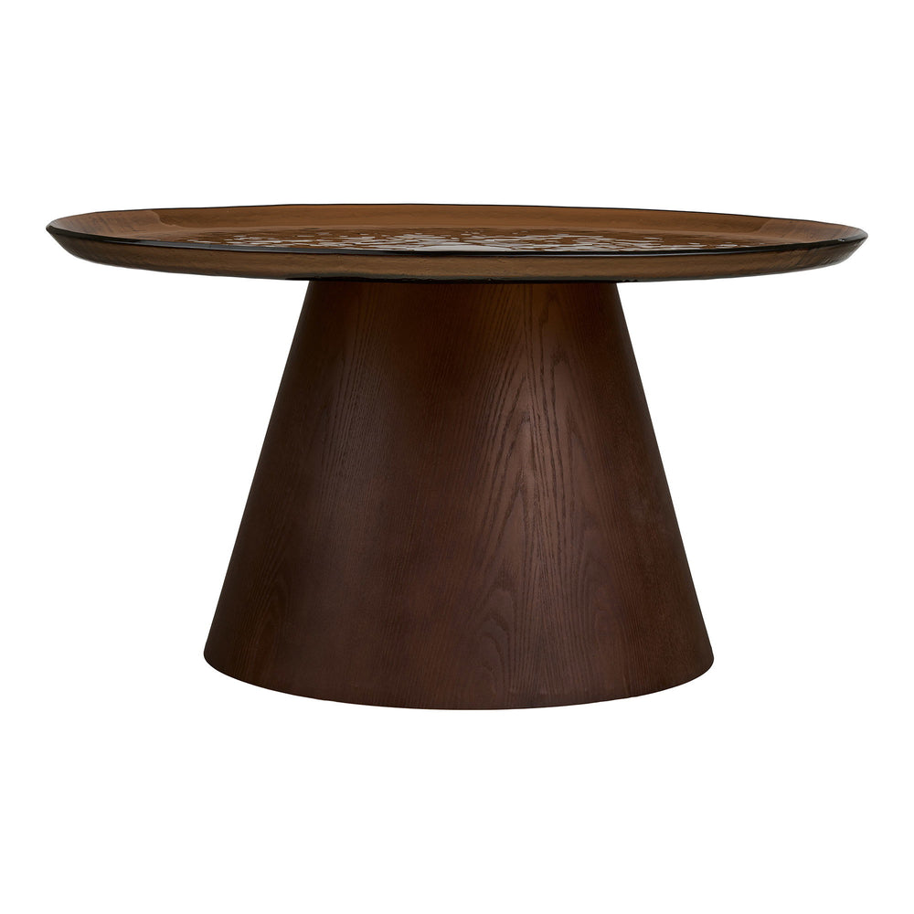 House Nordic Orvieto soffbord Ø80 cm – mörkbrun/glas