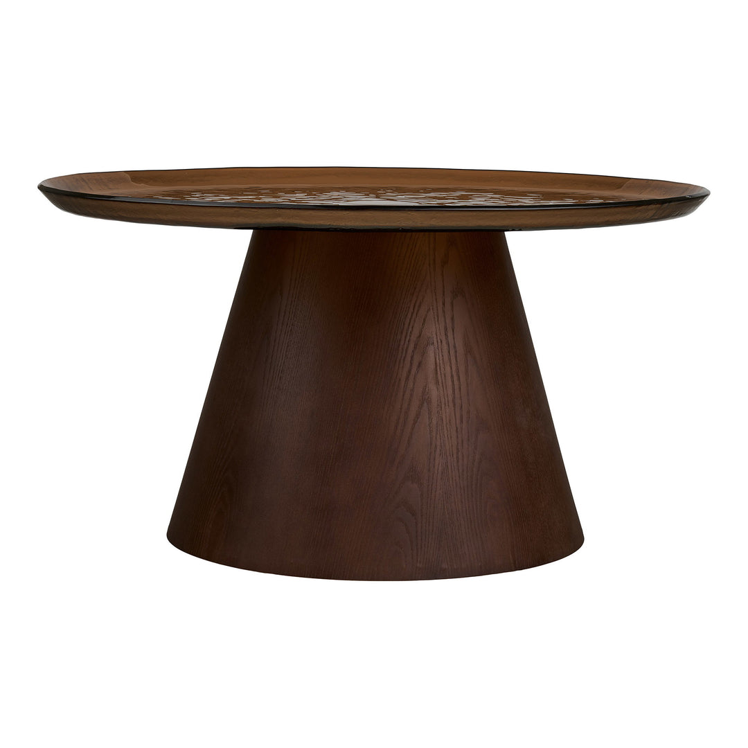 House Nordic Orvieto soffbord Ø80 cm – mörkbrun/glas