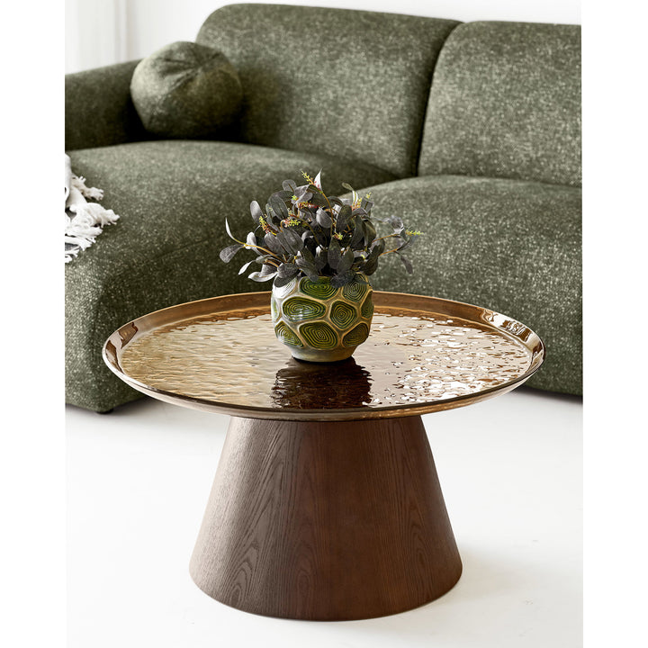 House Nordic Orvieto soffbord Ø80 cm – mörkbrun/glas