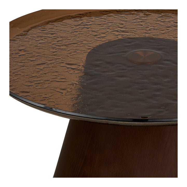 House Nordic Orvieto soffbord Ø80 cm – mörkbrun/glas