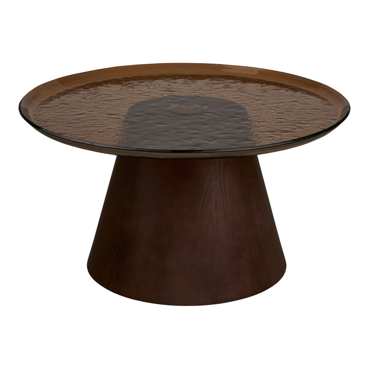 House Nordic Orvieto soffbord Ø80 cm – mörkbrun/glas