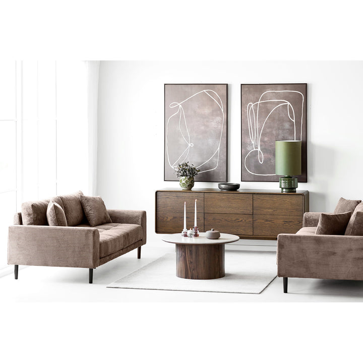 House Nordic Delphi soffbord – travertin/mörkbrun, Ø80 cm