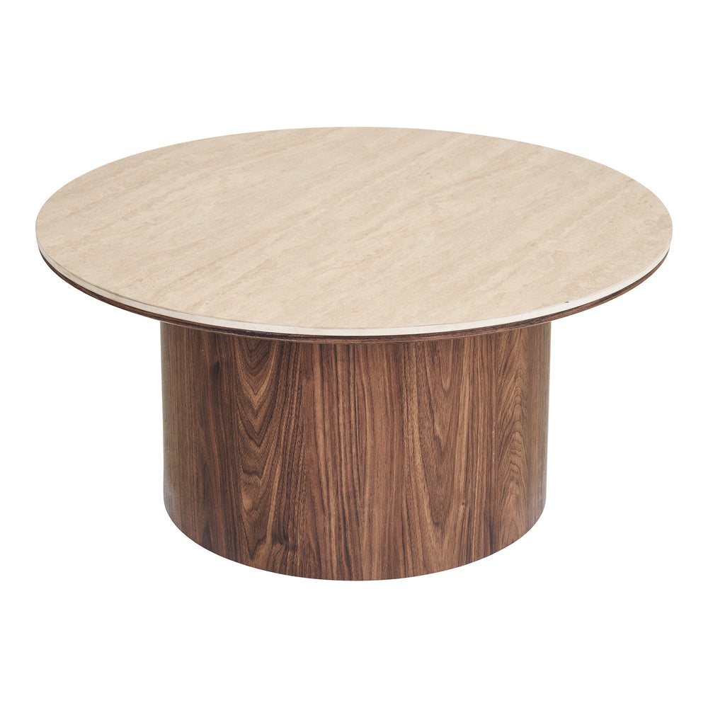 House Nordic Delphi soffbord – travertin/mörkbrun, Ø80 cm