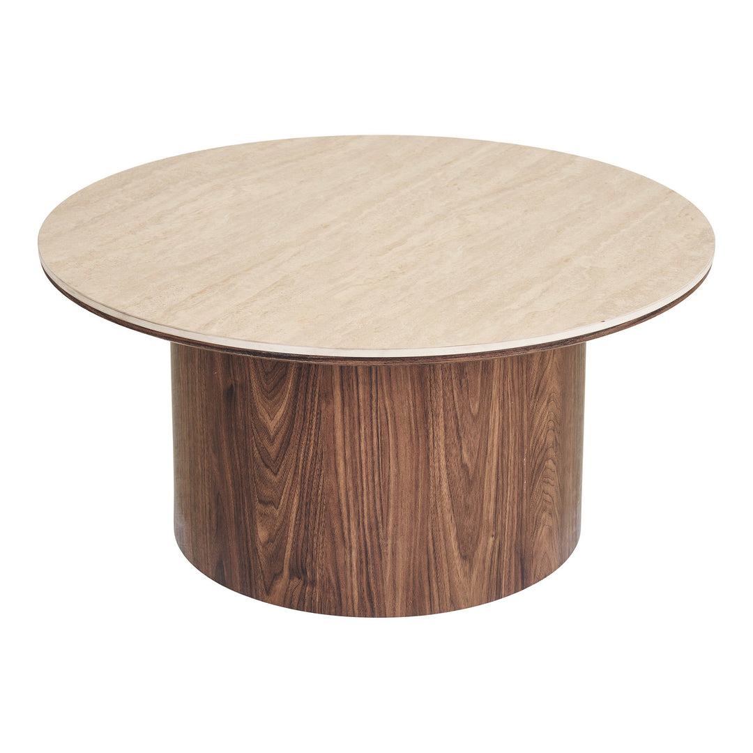 House Nordic Delphi soffbord – travertin/mörkbrun, Ø80 cm