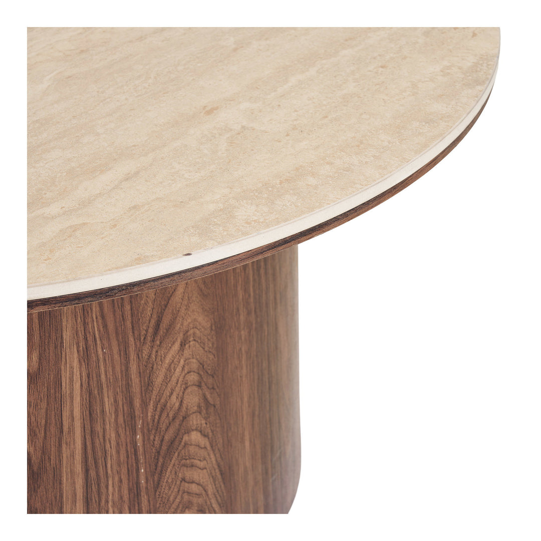House Nordic Delphi soffbord – travertin/mörkbrun, Ø80 cm