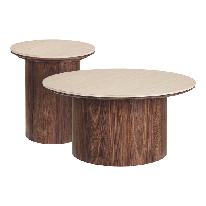House Nordic Delphi soffbord 2-pack – travertin/mörkbrun