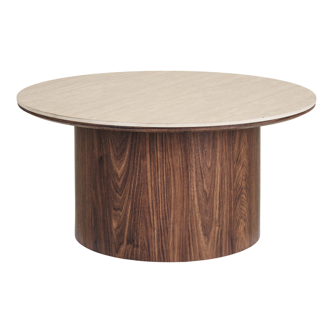 House Nordic Delphi soffbord – travertin/mörkbrun, Ø80 cm