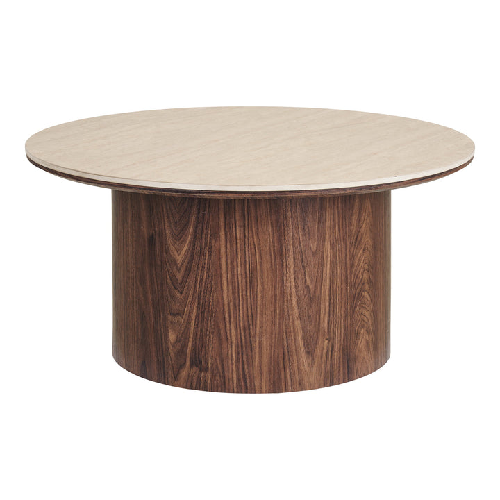 House Nordic Delphi soffbord – travertin/mörkbrun, Ø80 cm