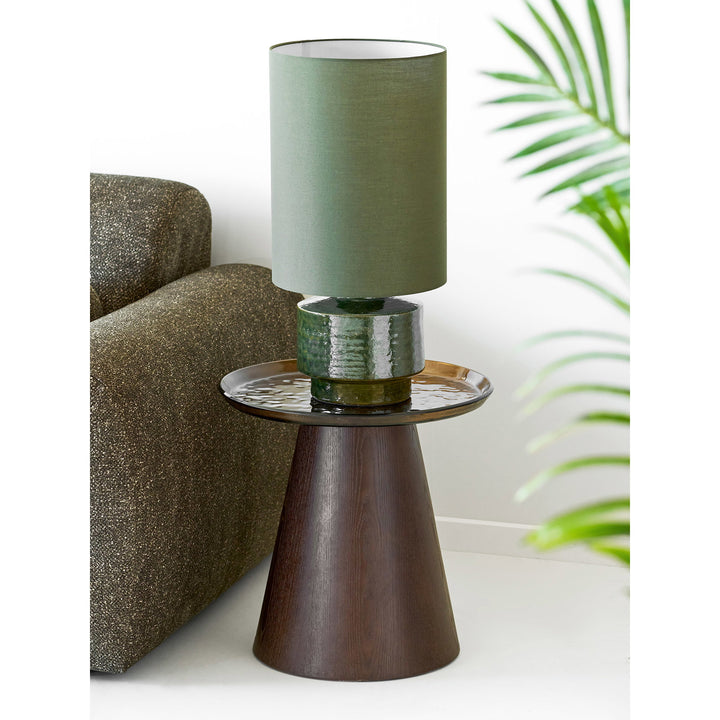 House Nordic Orvieto sidobord Ø50 cm – mörkbrun/glas