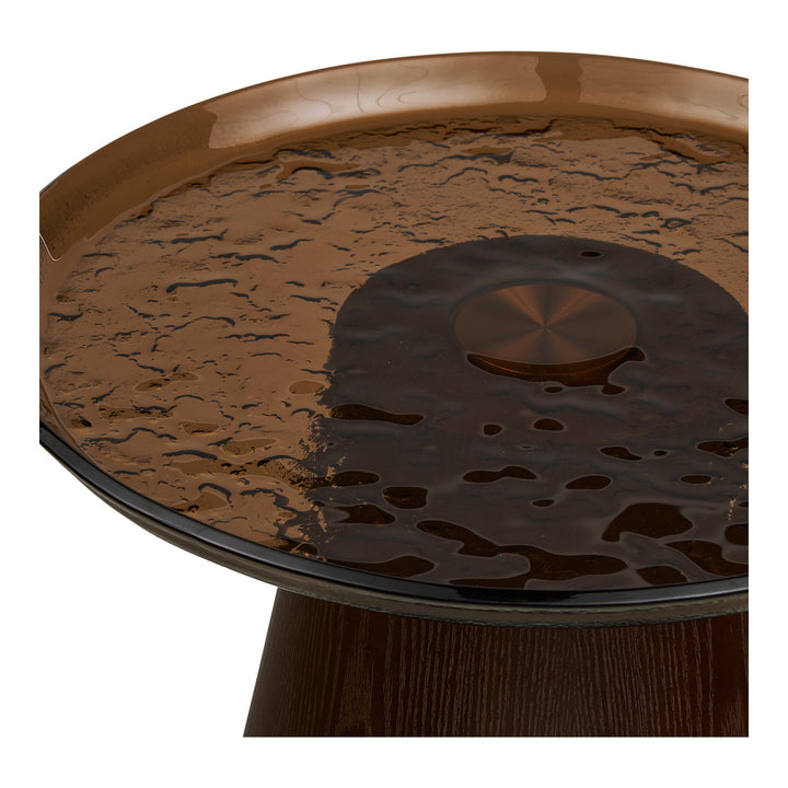 House Nordic Orvieto sidobord Ø50 cm – mörkbrun/glas