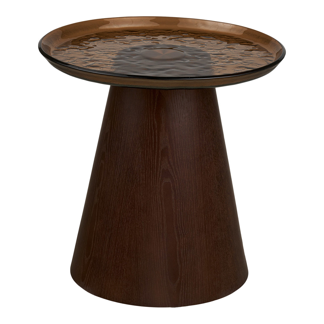 House Nordic Orvieto sidobord Ø50 cm – mörkbrun/glas