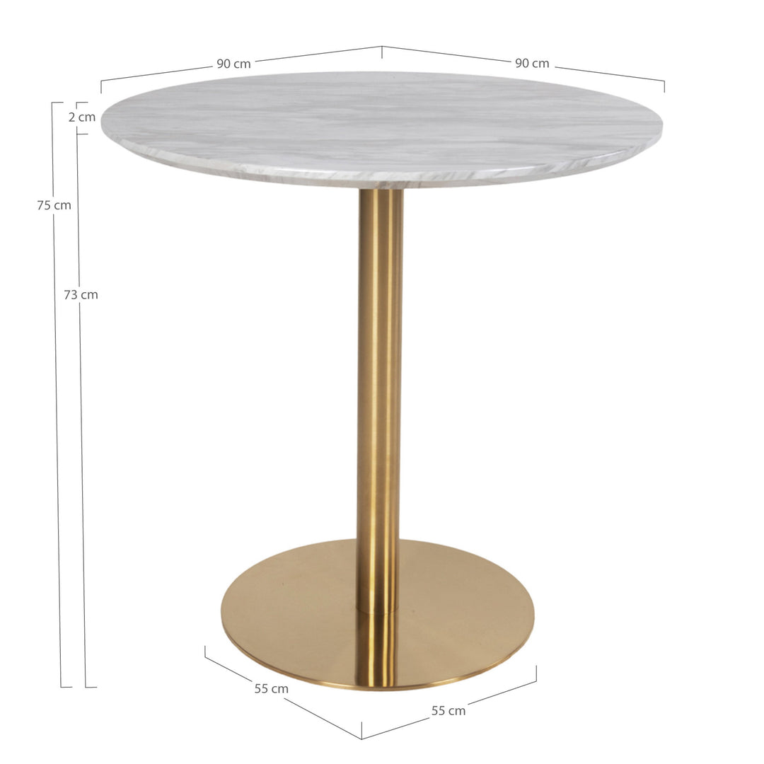 House Nordic Bolzano runt matbord Ø90 cm – vit/mässing