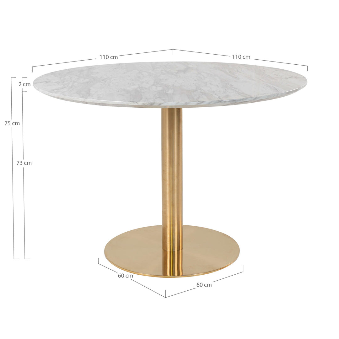 House Nordic Bolzano runt matbord Ø110 cm – vit/mässing