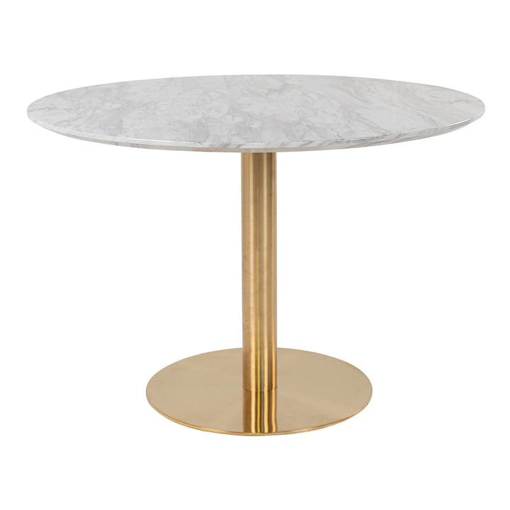 House Nordic Bolzano runt matbord Ø110 cm – vit/mässing