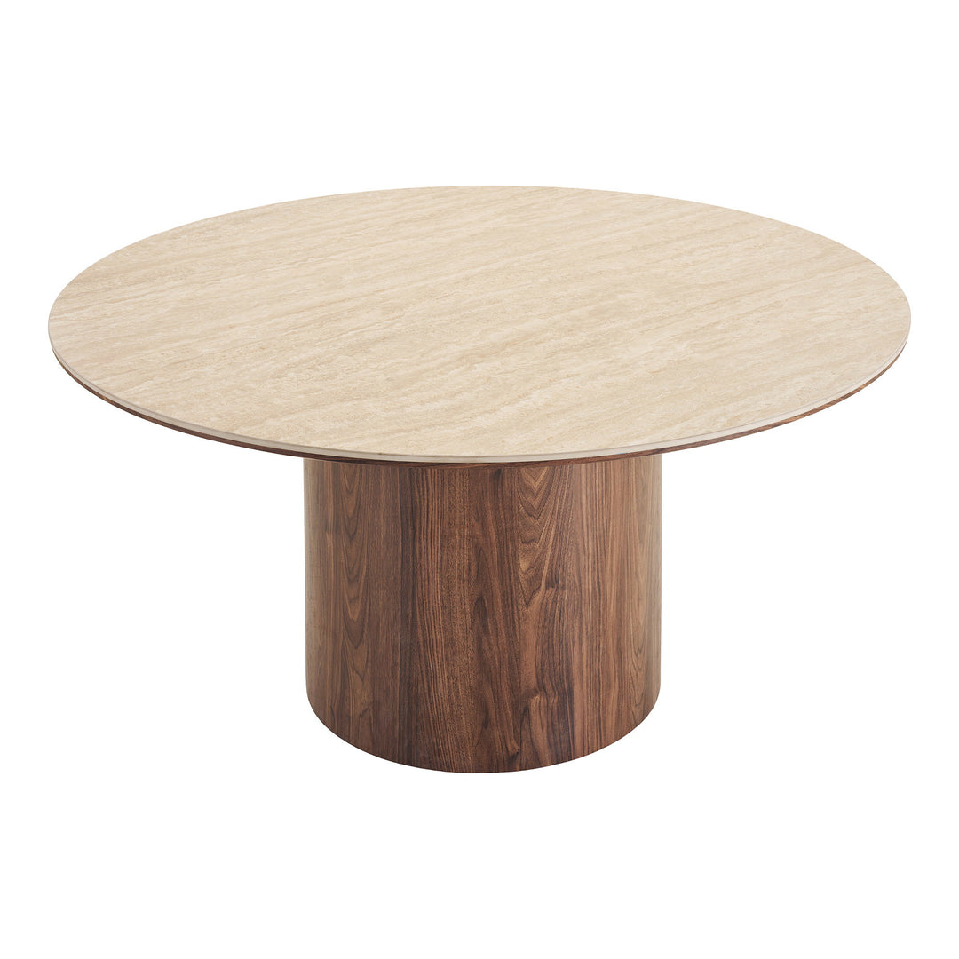 House Nordic Delphi matbord – travertin/mörkbrun, Ø140 cm