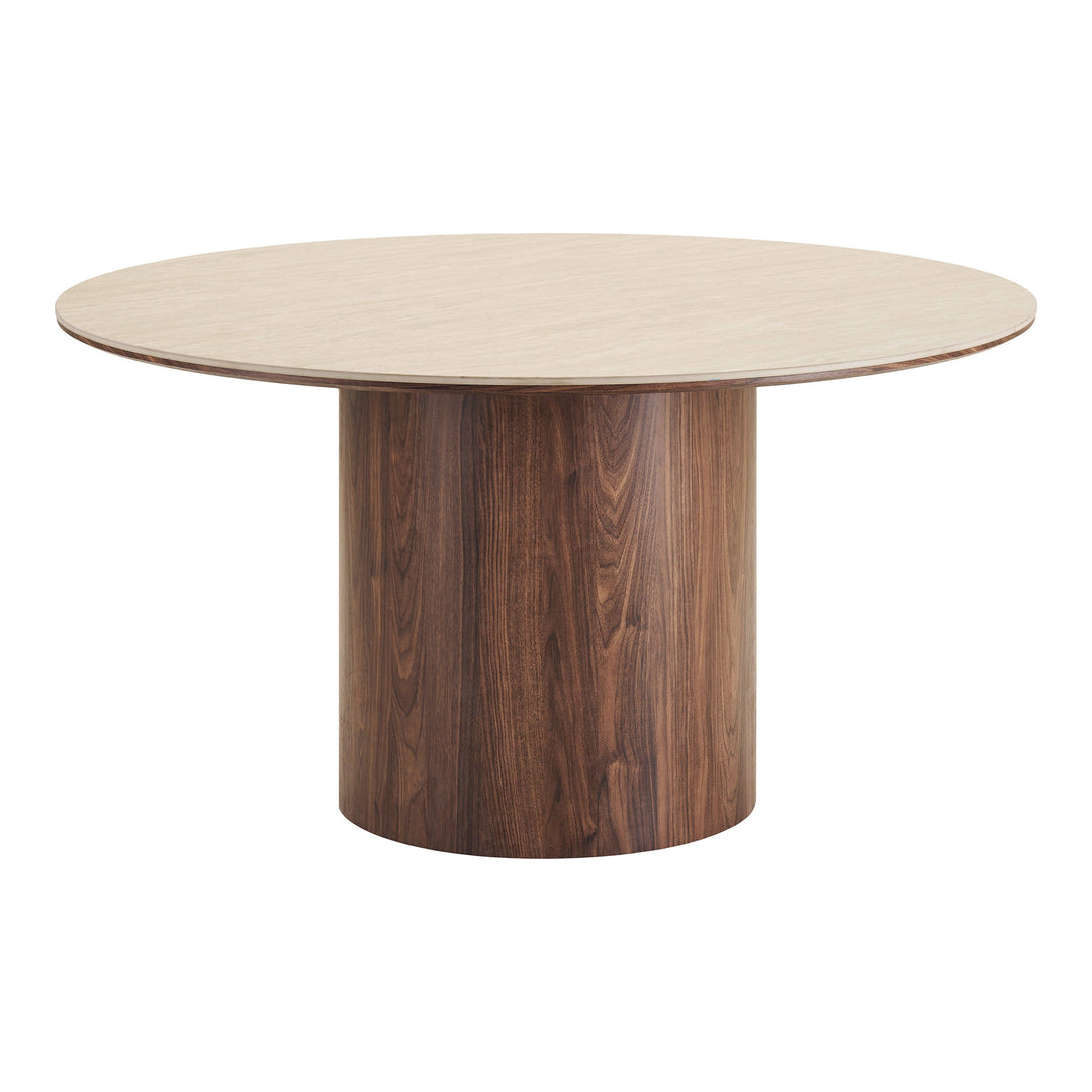 House Nordic Delphi matbord – travertin/mörkbrun, Ø140 cm