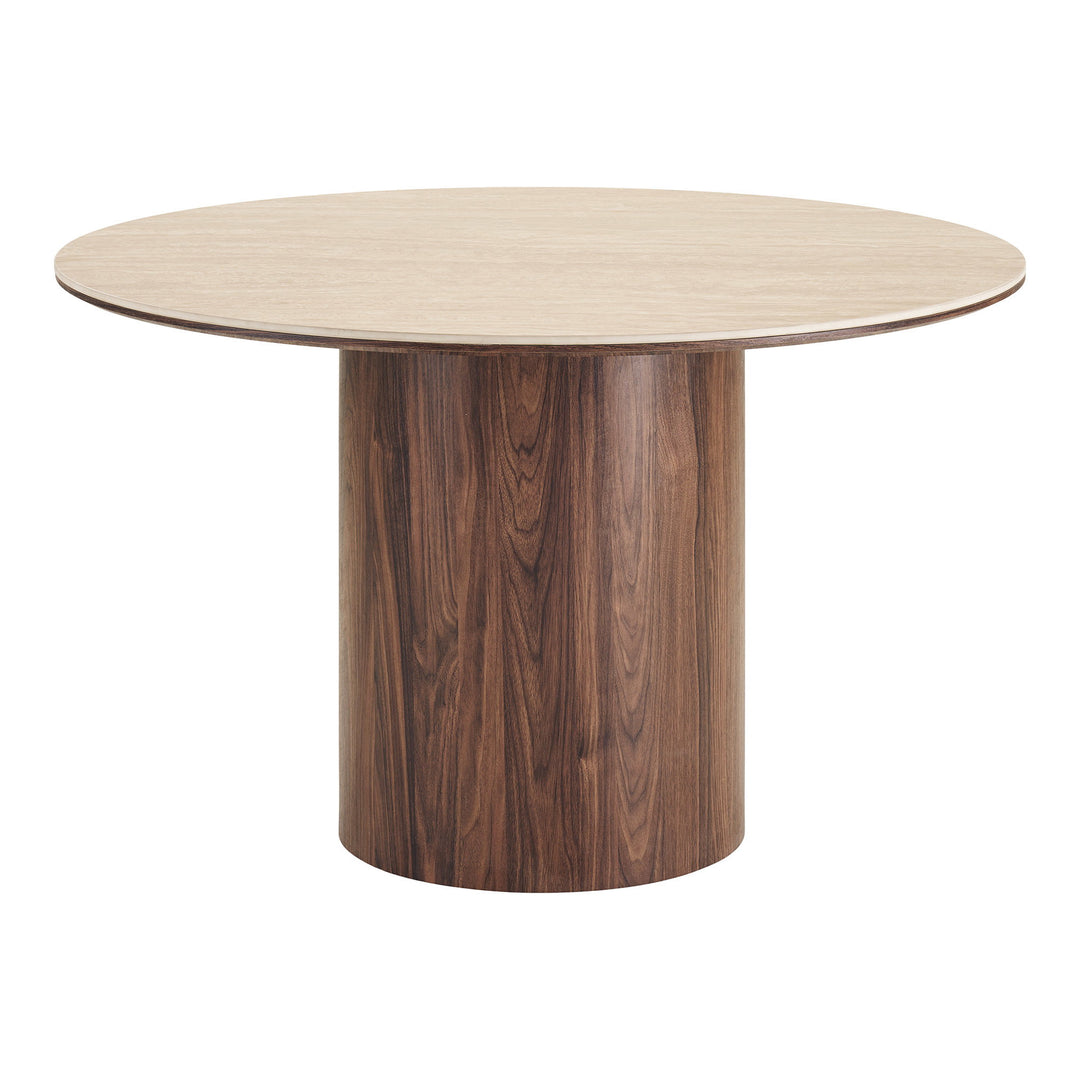 House Nordic Delphi matbord – travertin/mörkbrun, Ø120 cm