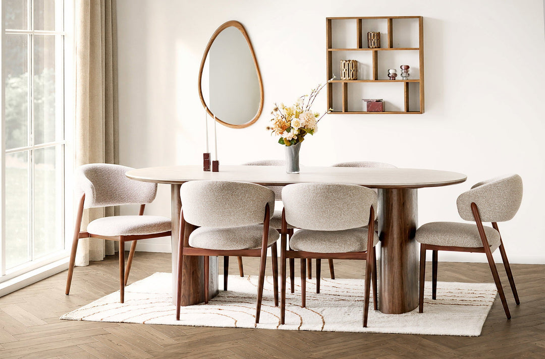 House Nordic Delphi matbord – travertin/mörkbrun, 210 × 100 cm