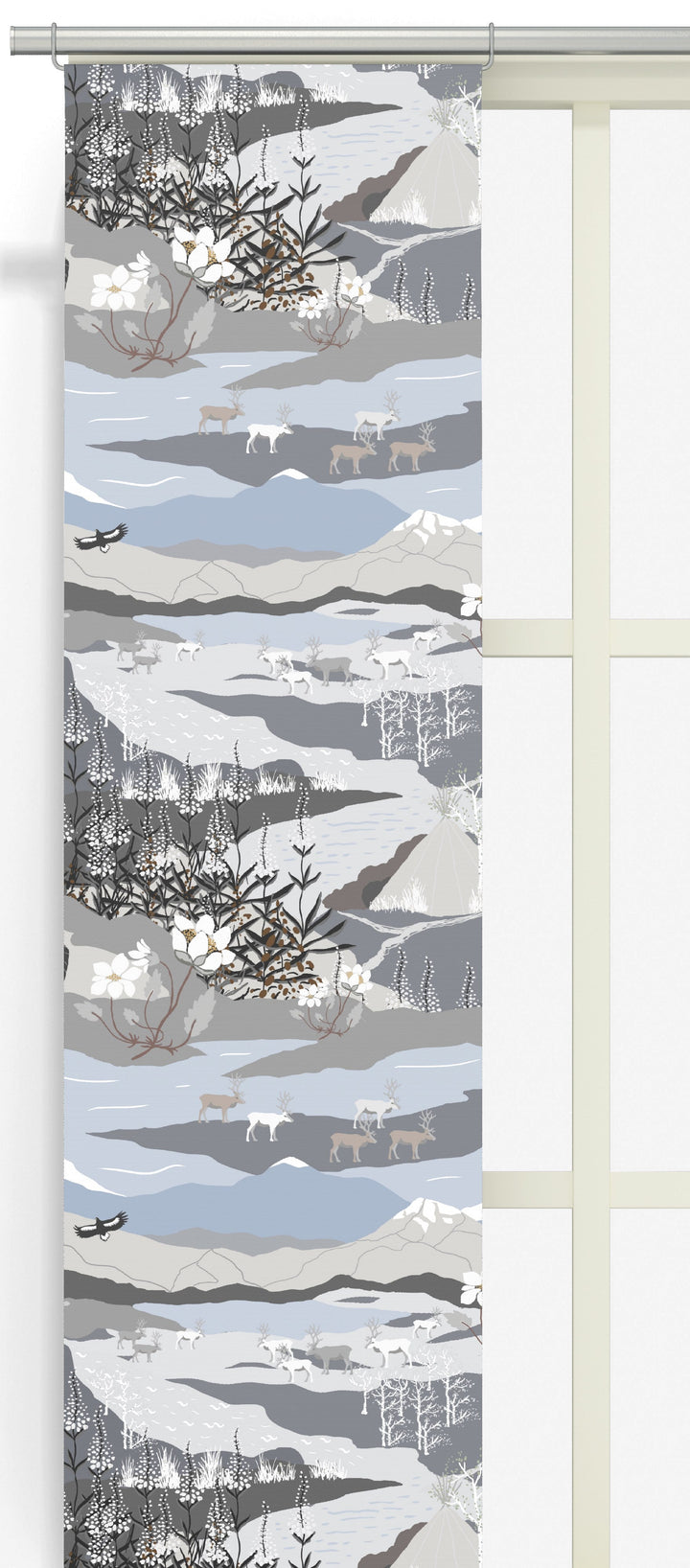Arvidssons Textil Fjällvandring panelgardin 2-pack i blå/grå