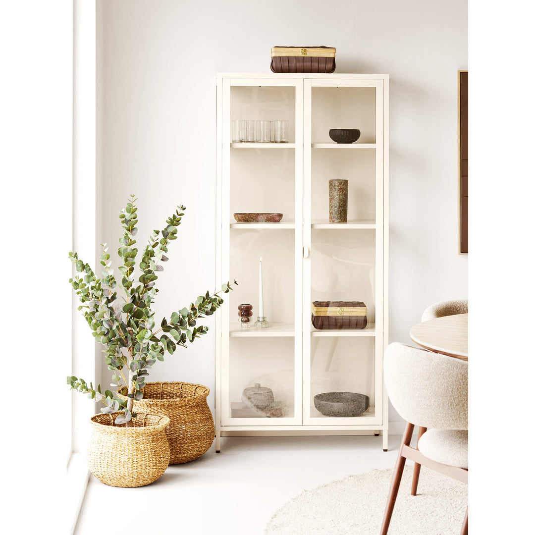 House Nordic Brisbane vitrinskåp – offwhite, 80 × 35 × 175 cm