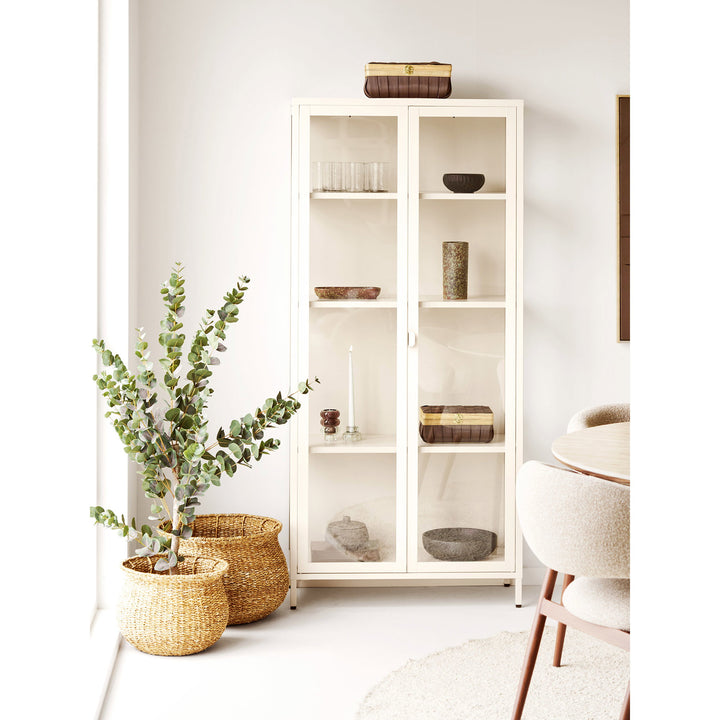House Nordic Brisbane vitrinskåp – offwhite, 80 × 35 × 175 cm