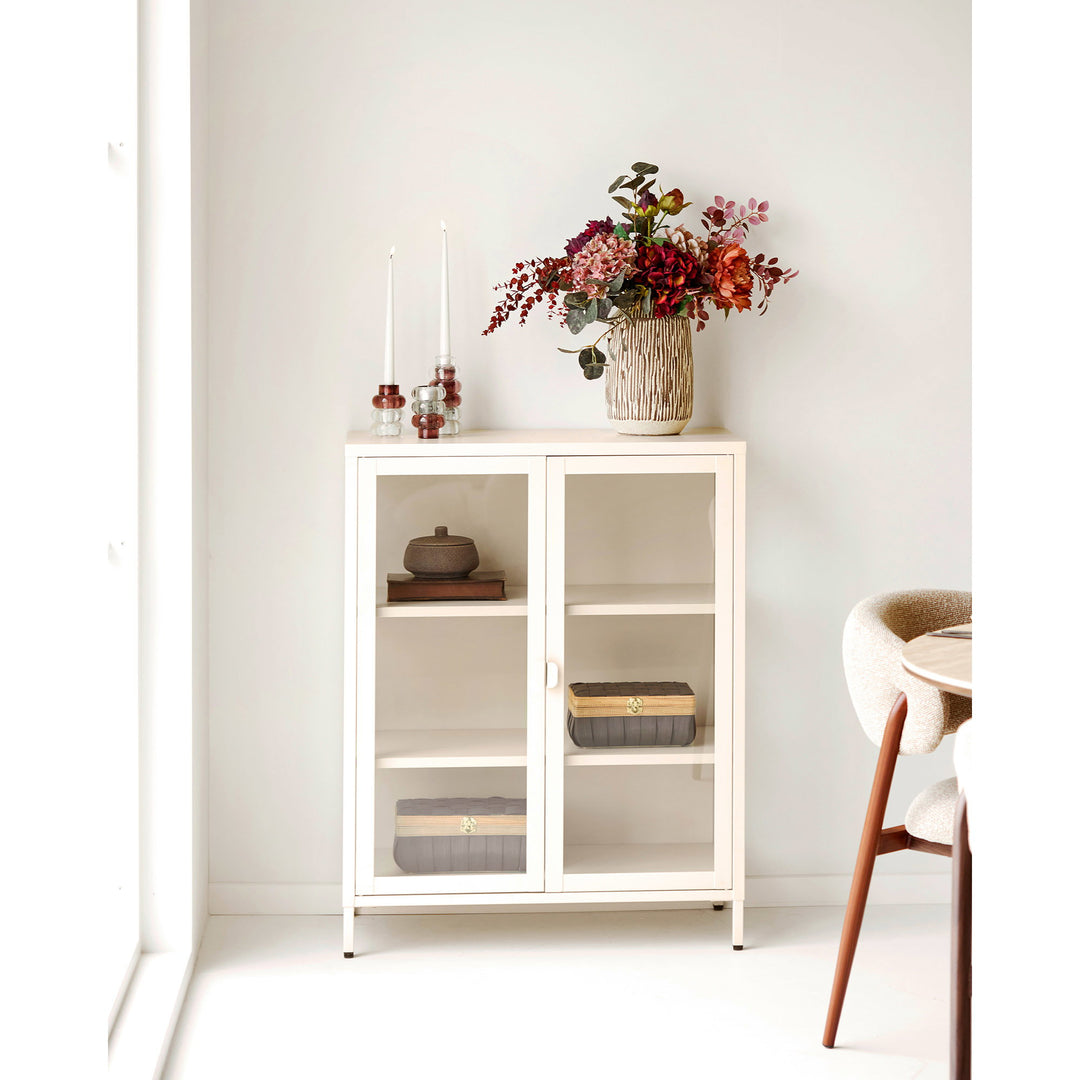 House Nordic Brisbane vitrinskåp – offwhite, 80 × 40 × 101 cm