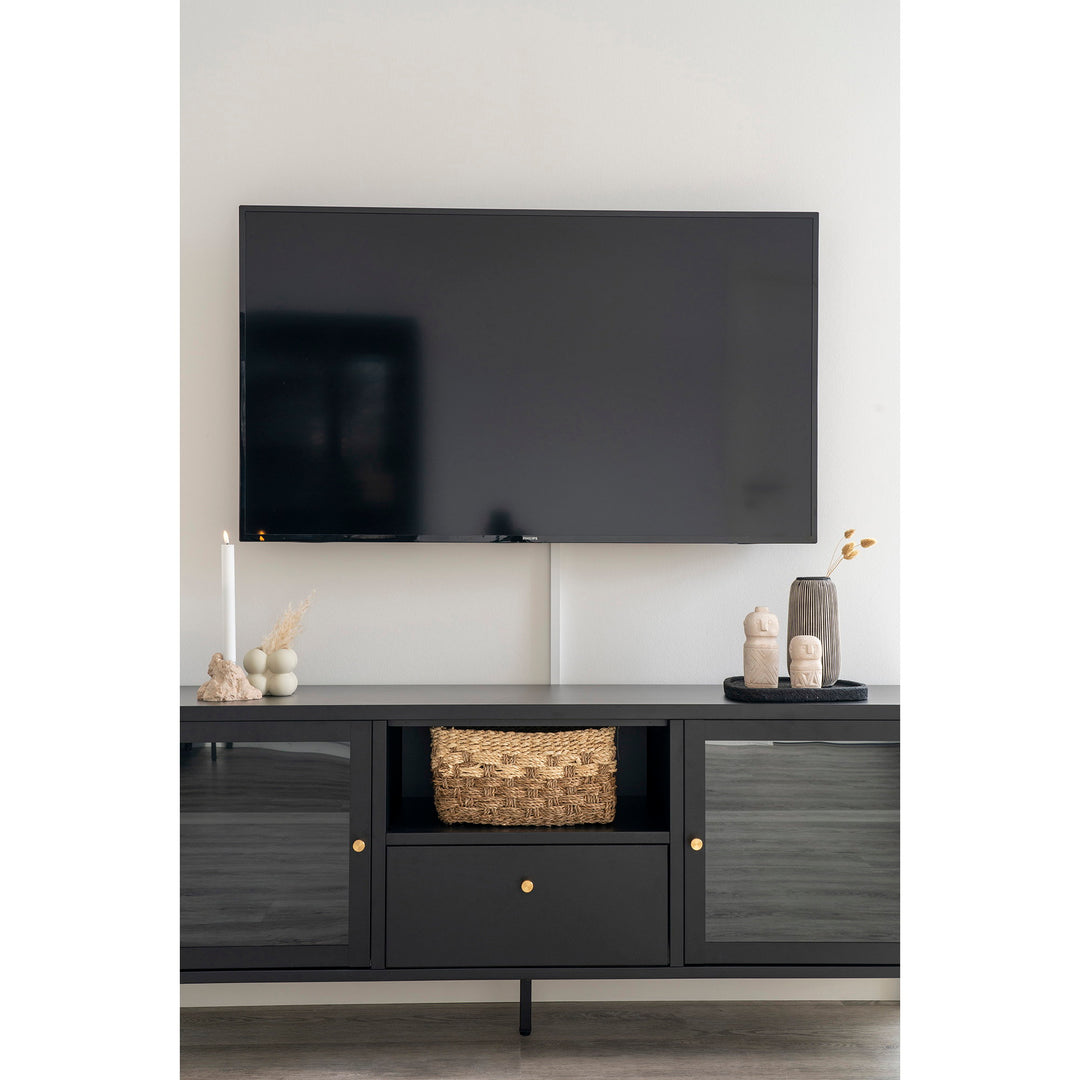 House Nordic Dalby tv-bänk i svart stål och glas