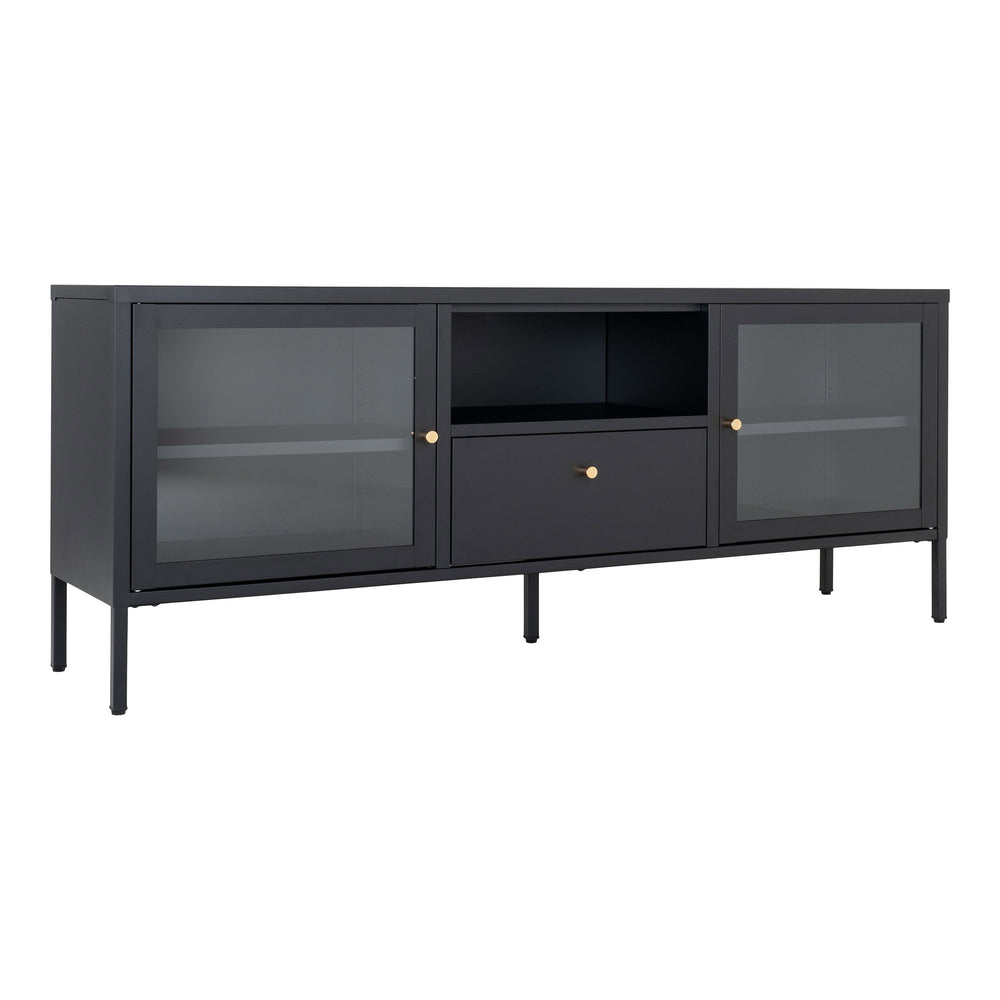 House Nordic Dalby tv-bänk i svart stål och glas