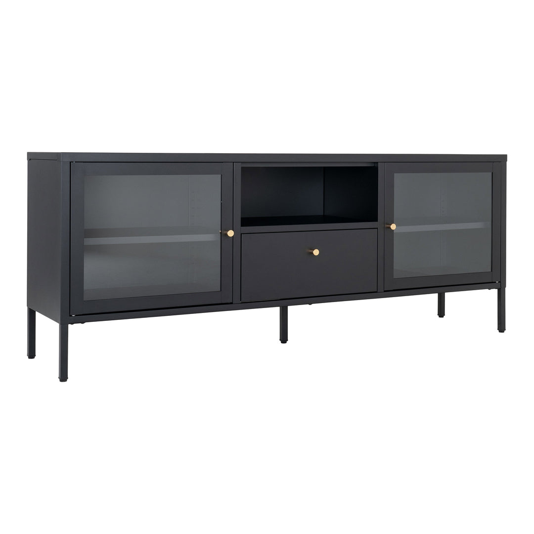 House Nordic Dalby tv-bänk i svart stål och glas