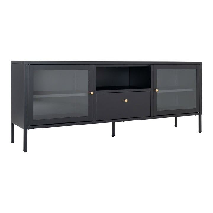 House Nordic Dalby tv-bänk i svart stål och glas