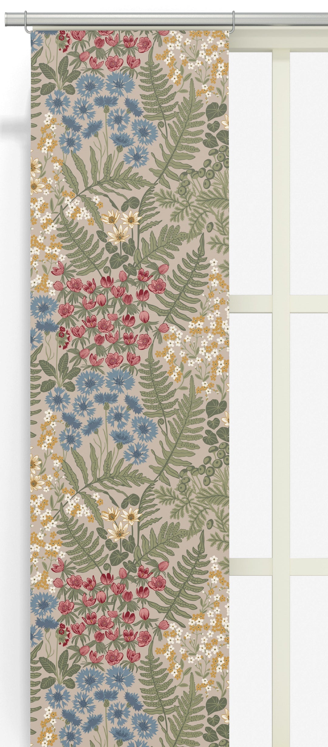 Blå Blom beige panelgardin 2-pack från Arvidssons Textil