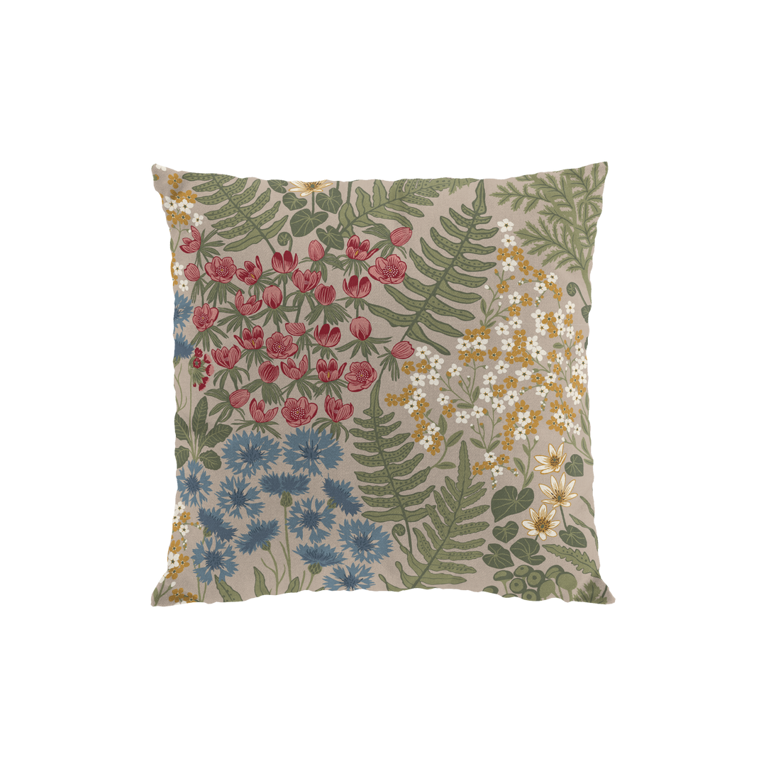 Blå Blom beige kuddfodral från Arvidssons Textil