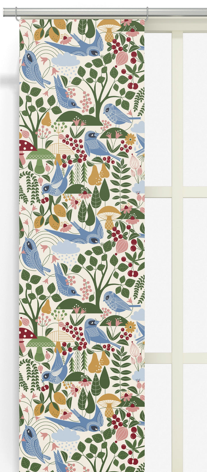 Arvidssons Textil Fågel blå panelgardin i ljusblått