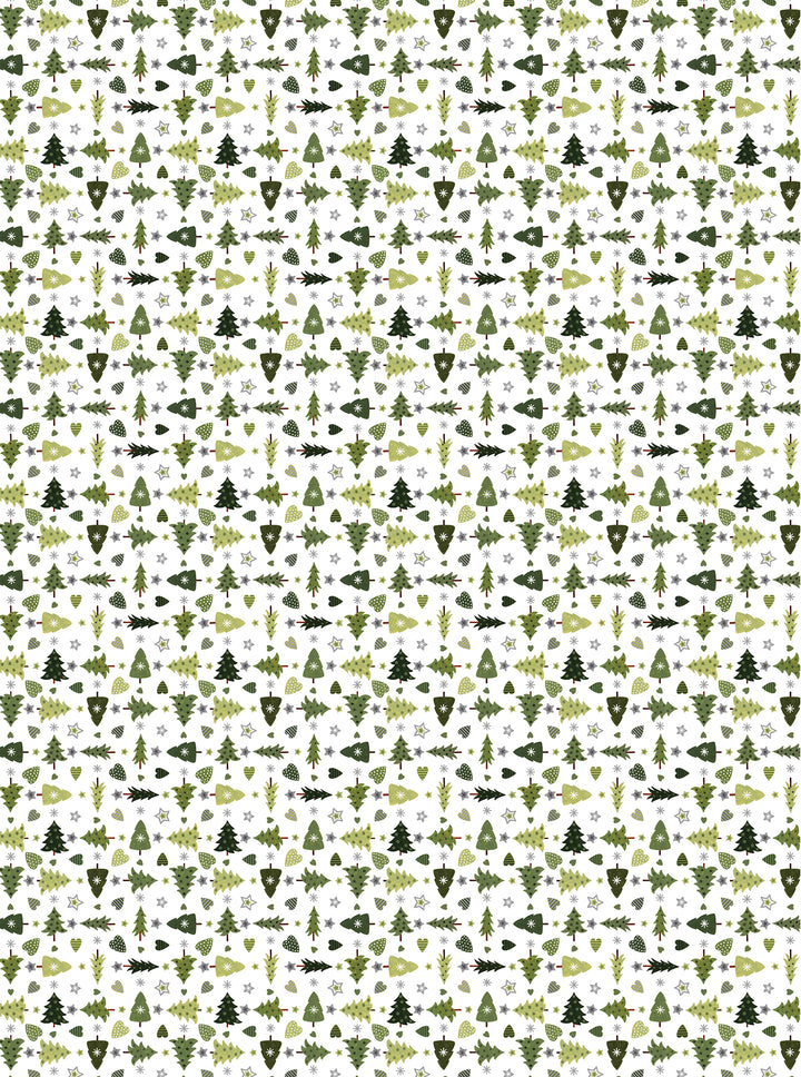 Arvidssons Textil Granåsen metervara i vit och grön