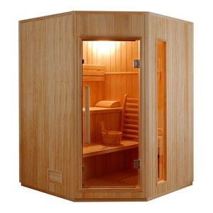 Bastu France Sauna ZEN Steam 3-sitsig vinkel Komplett paket 6,0 kW