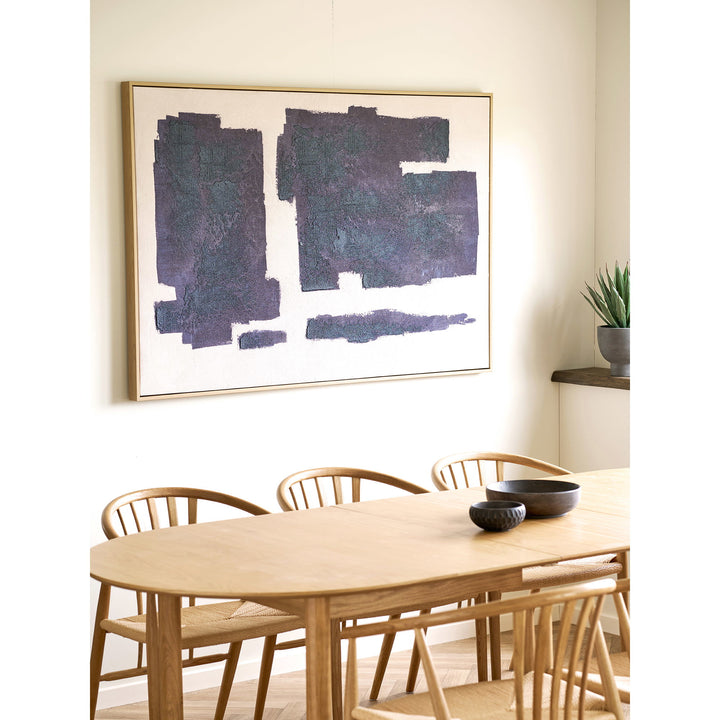 House Nordic Edna canvastavla med handmålade detaljer beige/blå 100 × 150 cm