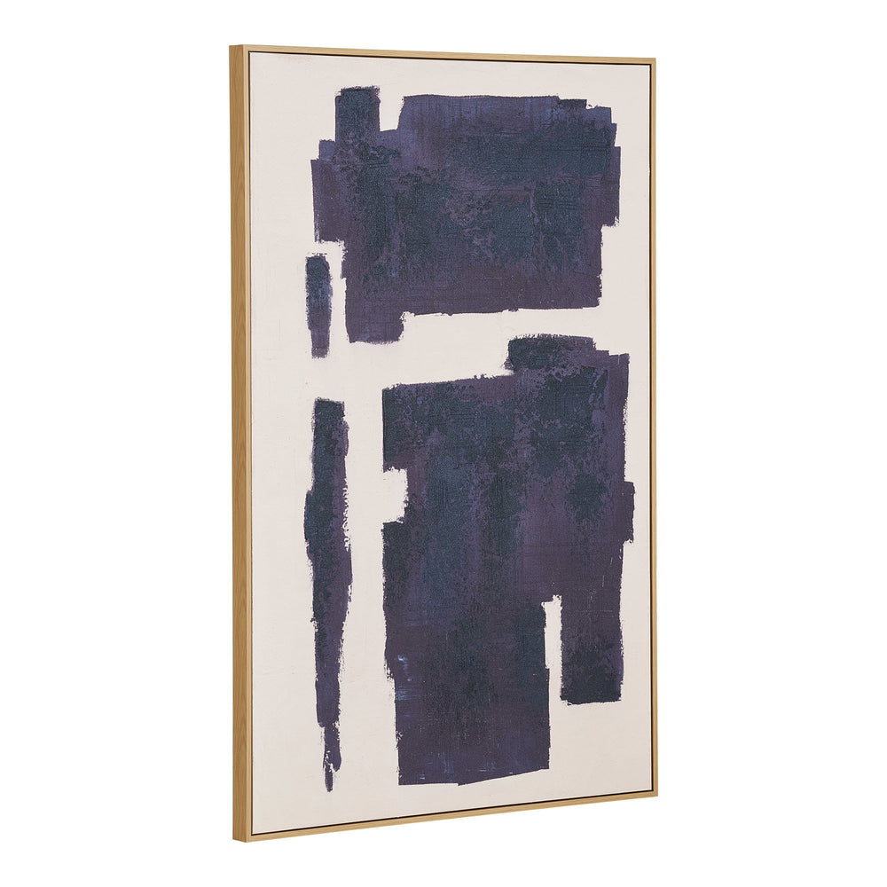 House Nordic Edna canvastavla med handmålade detaljer beige/blå 100 × 150 cm