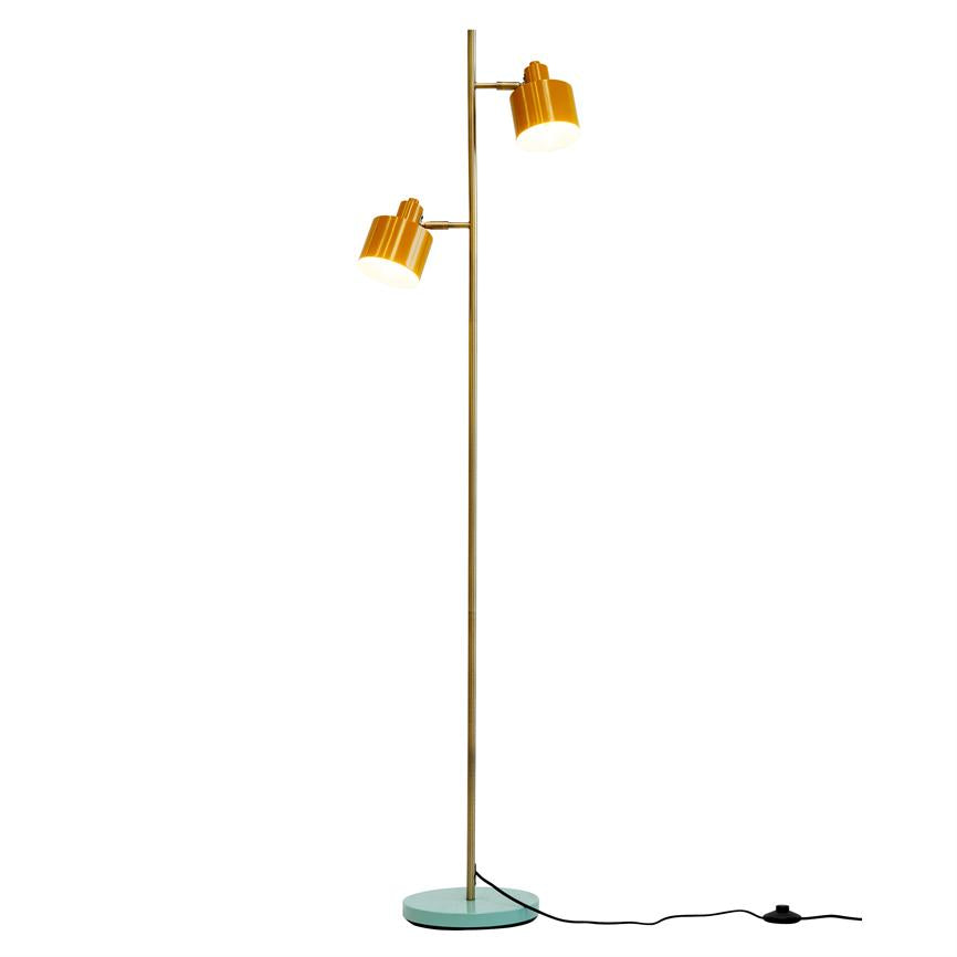 Dyberg Larsen Ocean golvlampa curry/mässing/turkos – produktvy