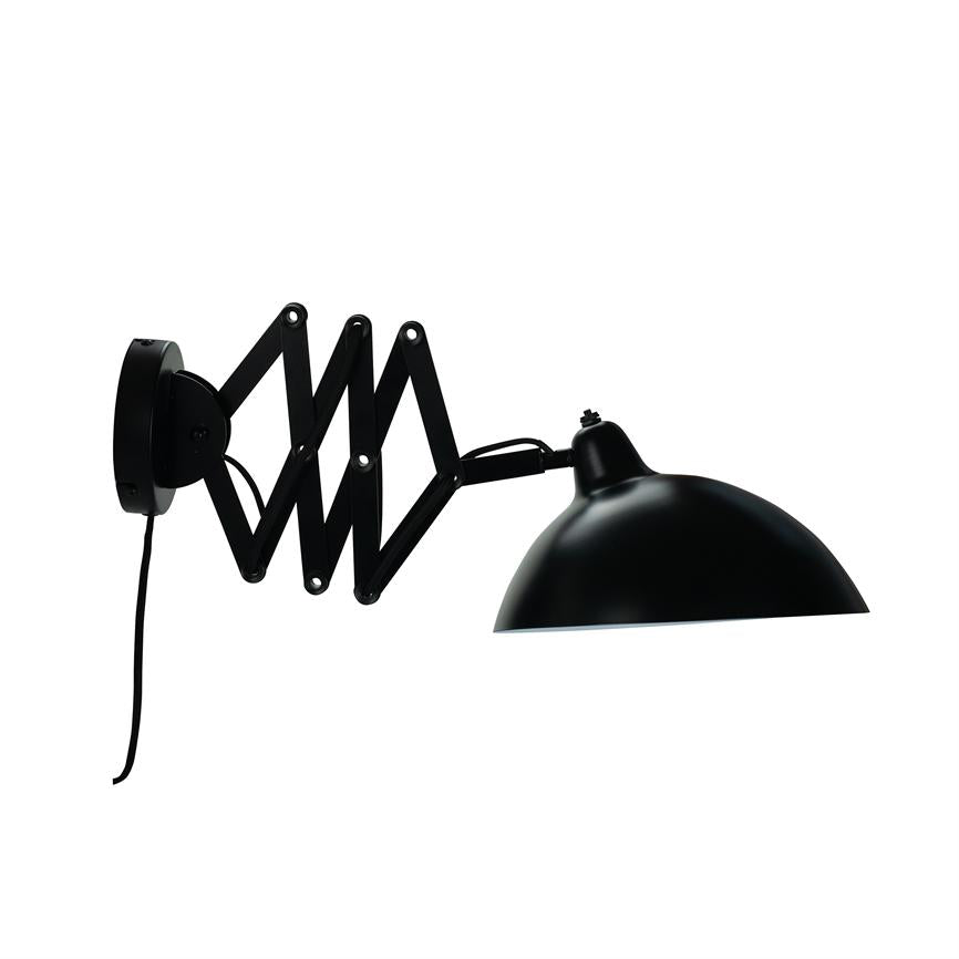Dyberg Larsen Futura vägglampa svart med vikarm – detaljvy