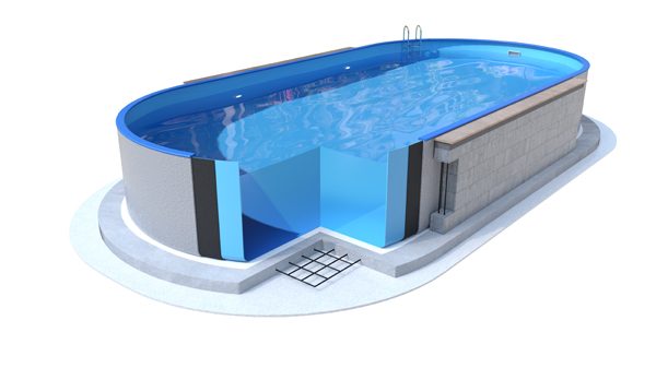 Pool Mountfield Ibiza Oval 6x12x1,5 m Med hål för skimmer och backjet