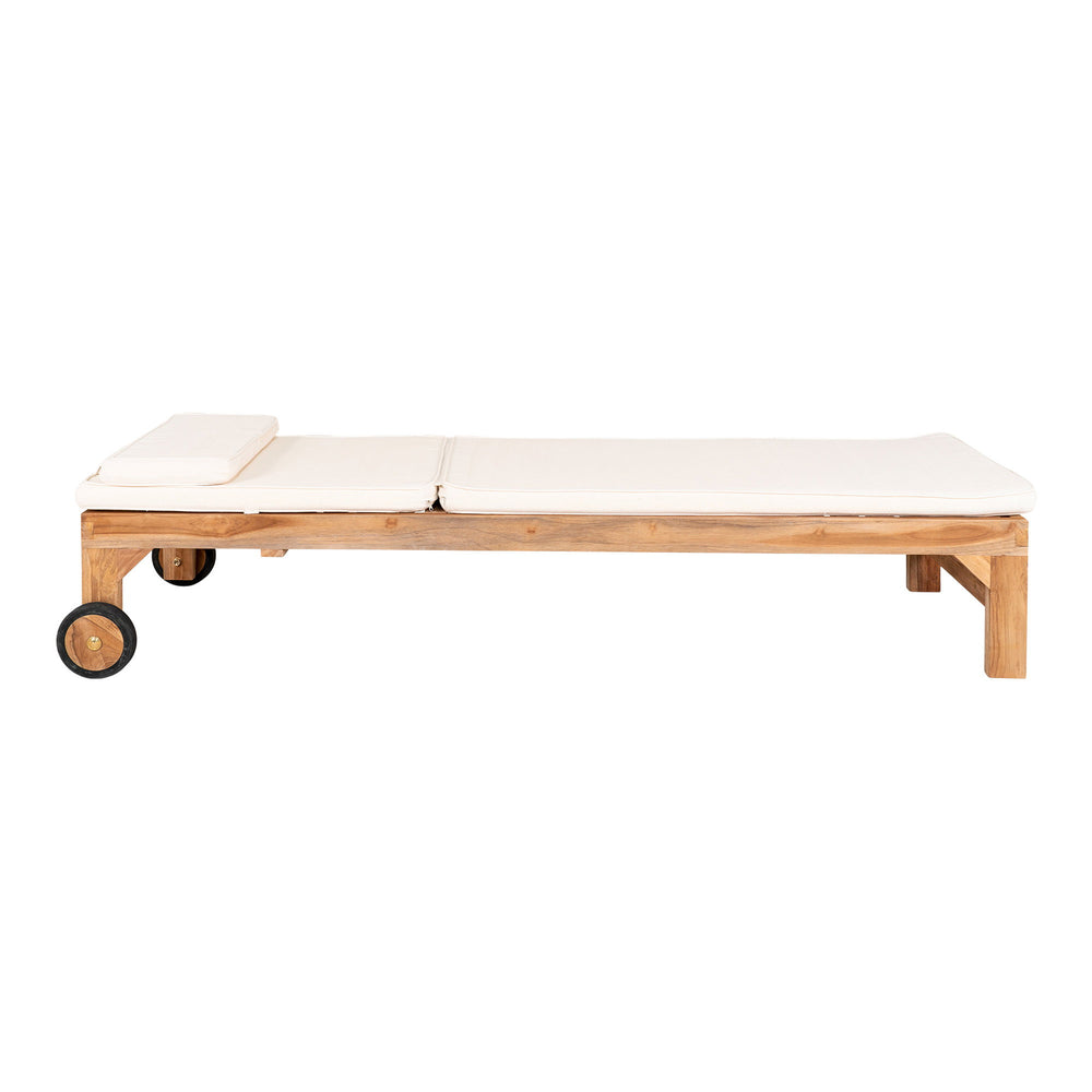 House Nordic Andorra solsäng i teak med vit dyna