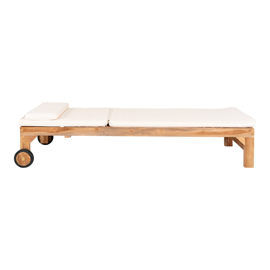 House Nordic Andorra solsäng i teak med vit dyna