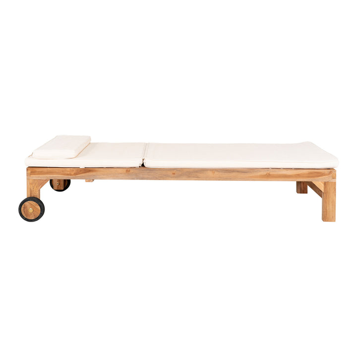 House Nordic Andorra solsäng i teak med vit dyna