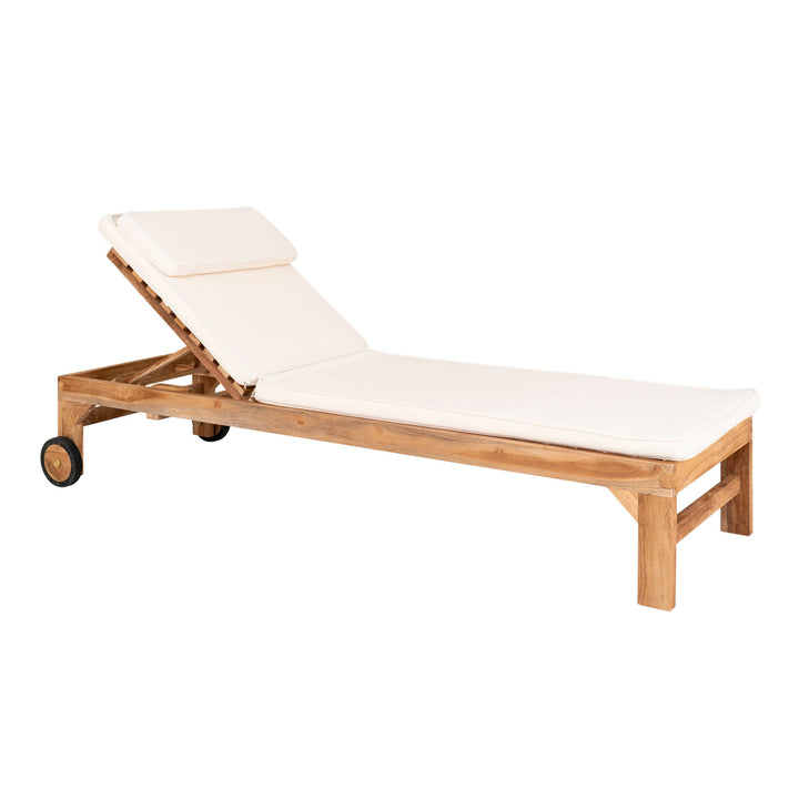 House Nordic Andorra solsäng i teak med vit dyna