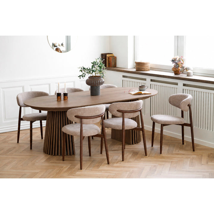 House Nordic Osaka &amp; Agustin matgrupp sand/valnöt med 6 stolar